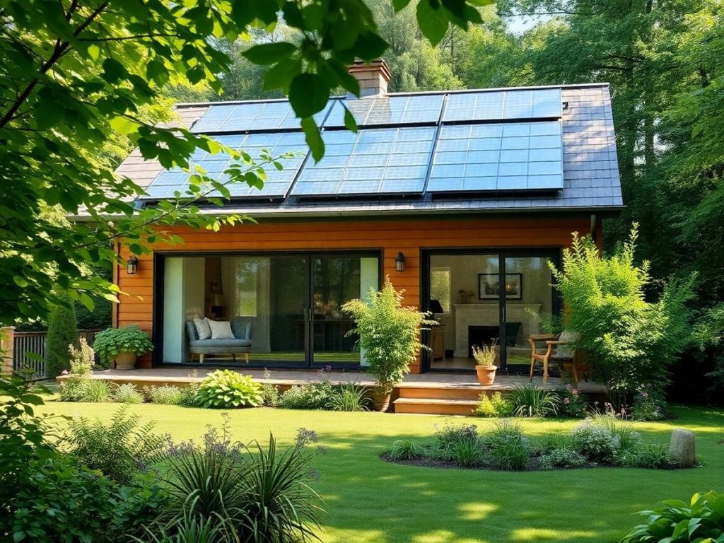 Casă pasivă ecologică înconjurată de natură.