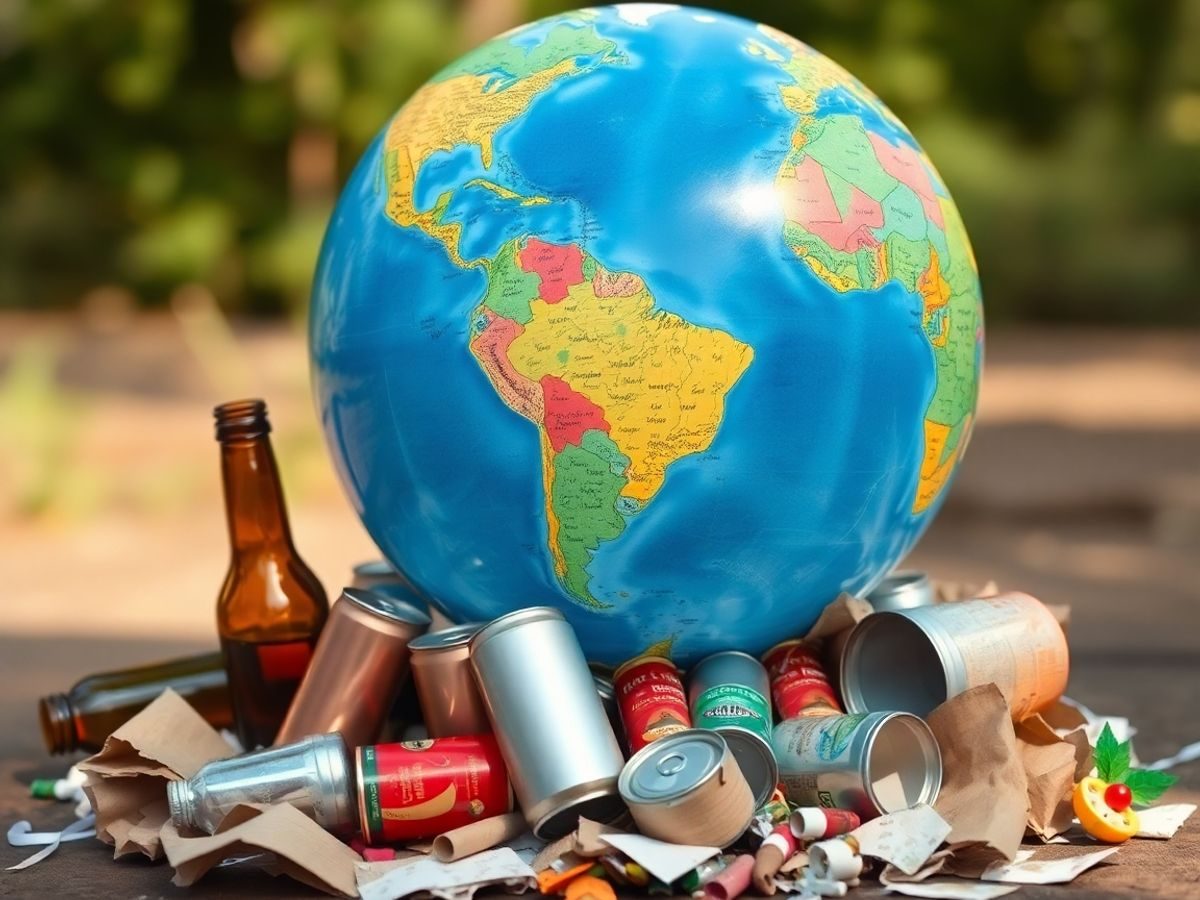 Pământ rotindu-se cu elemente reciclate